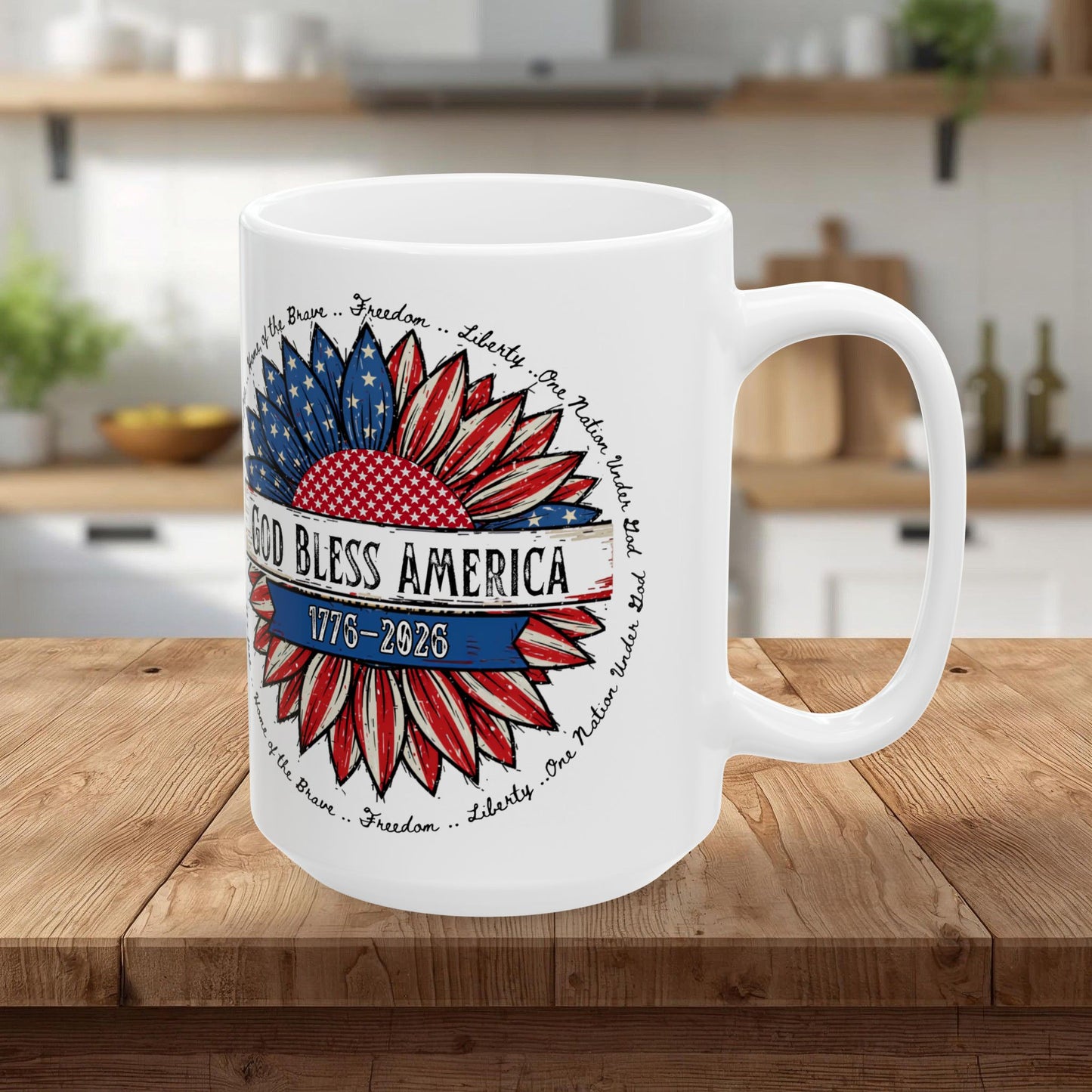 God Bless America Ceramic Mug — Patriotic 4th of July Coffee Cup (11oz & 15oz)