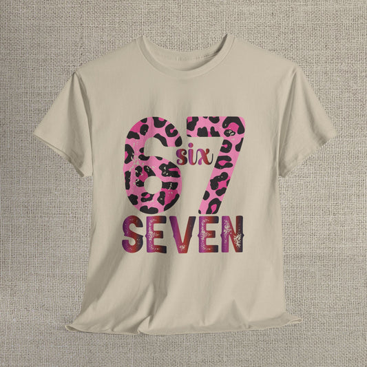 67 Seven Pink Leopard Print Tee — Birthday Number Shirt