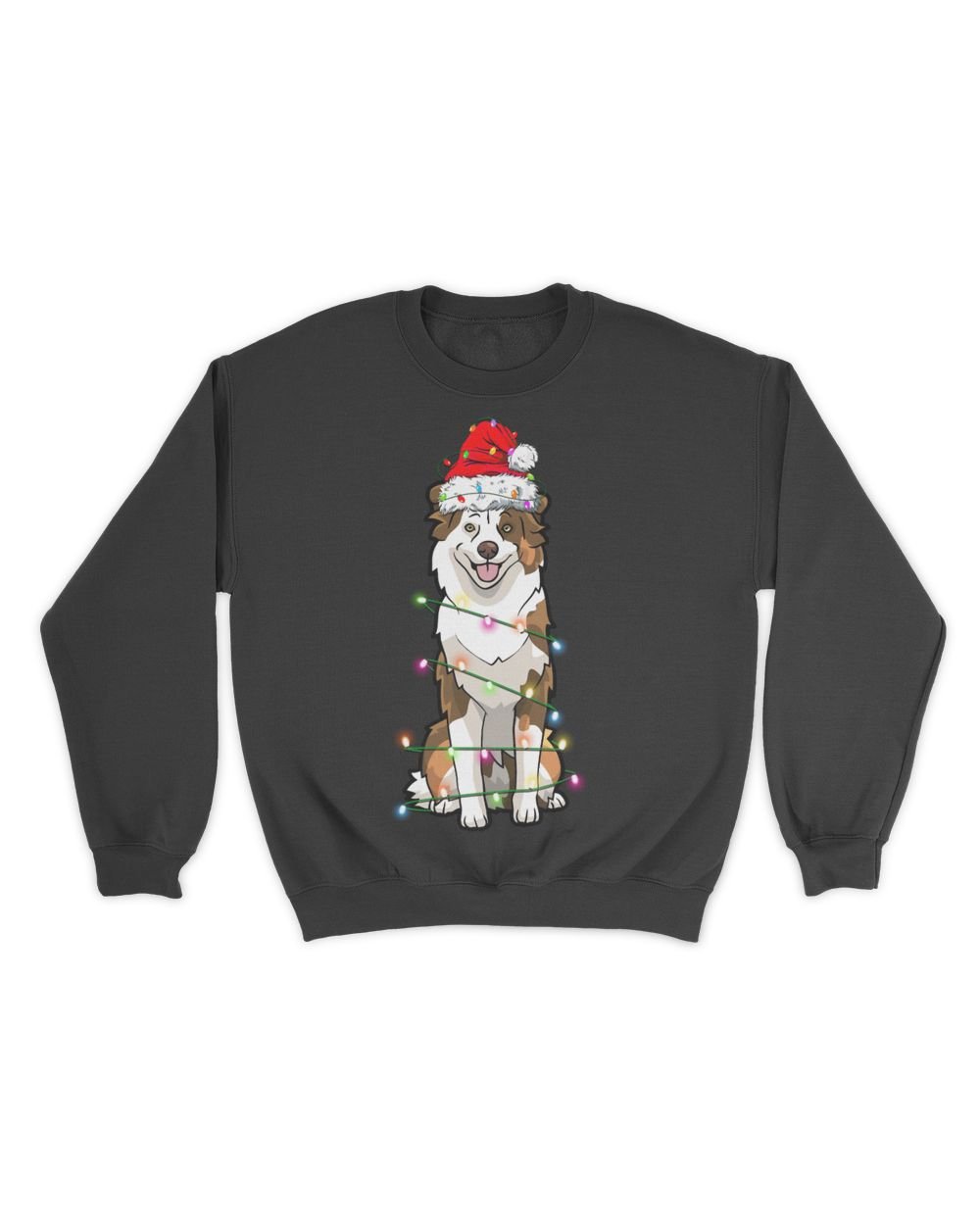 Australian Shepherd Christmas Tree Light Aussie Christmas Dog  Unisex Sweatshirt