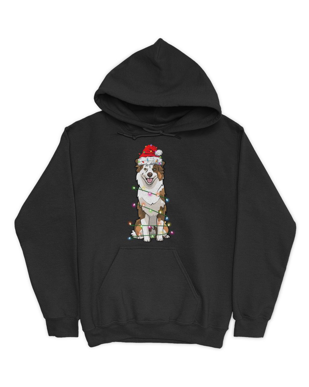 Australian Shepherd Christmas Tree Light Aussie Christmas Dog  Unisex Hoodie