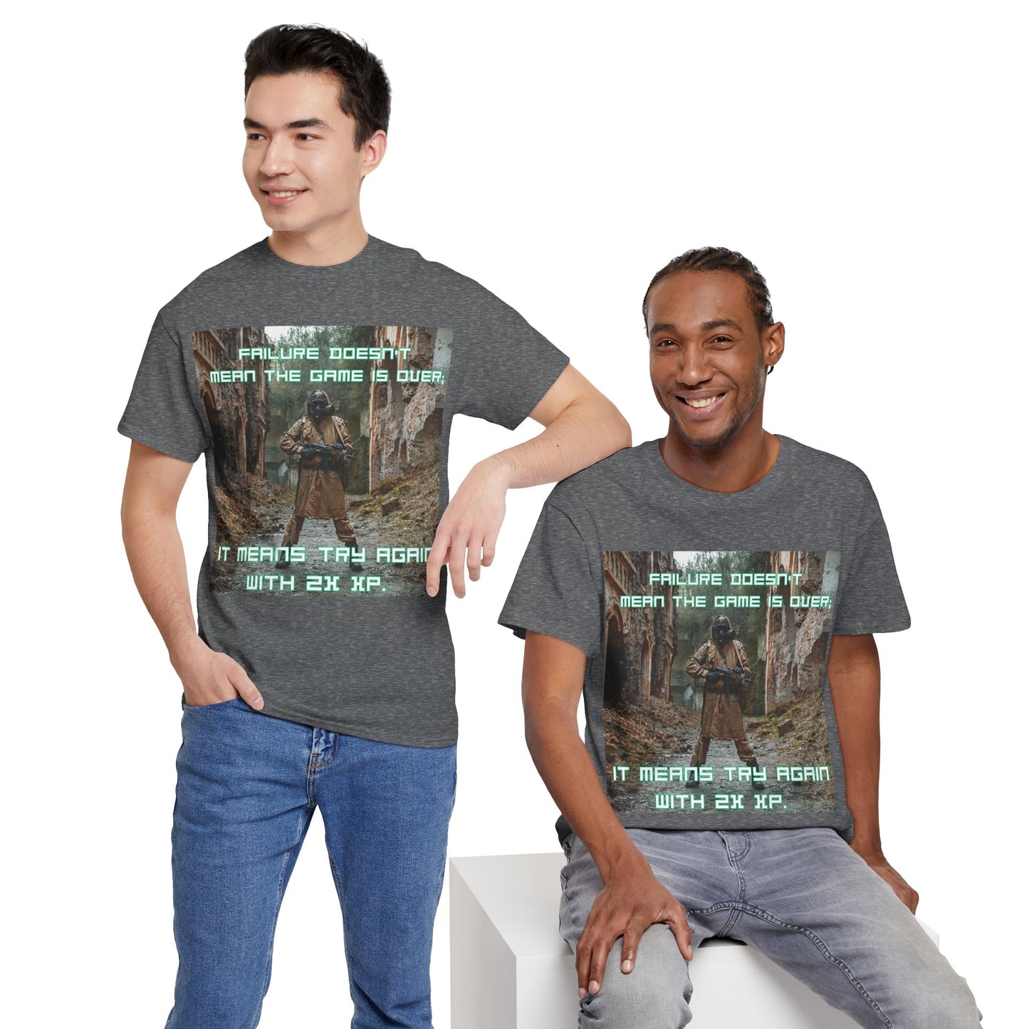 Gamer Motivational Tee - "Failure Doesn't Mean The Game Is Over" Retro RPG Graphic Shirt