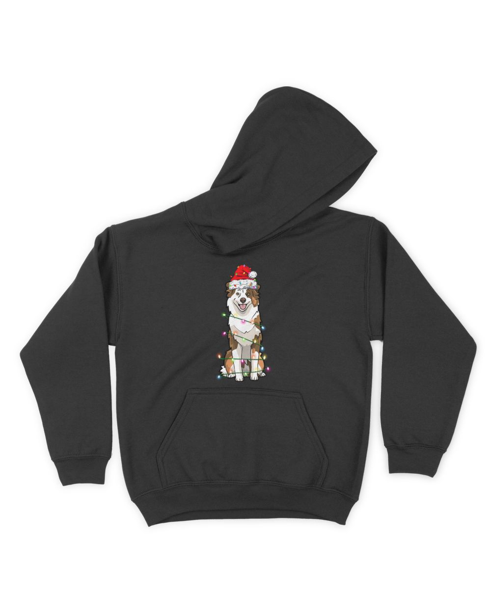 Australian Shepherd Christmas Tree Light Aussie Christmas Dog  Kids Pullover Hoodie