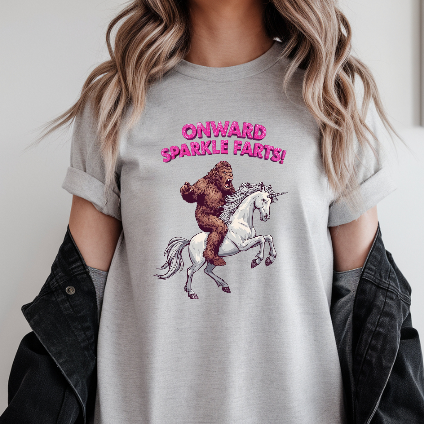 Onward Sparkle Farts Bigfoot Unicorn T-Shirt | Funny Graphic Tee | Gildan 5000