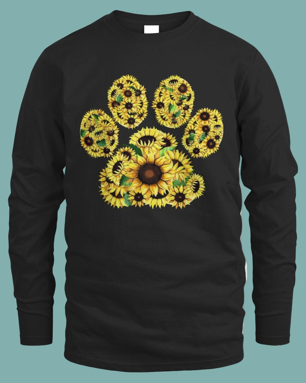Sunflower Paw Print Dog Lovers Puppy Dog Mom Men Women Kids TShirt Men's Long Sleeved T-Shirt