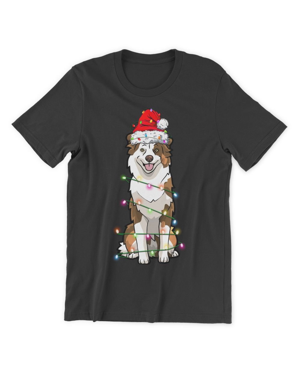 Australian Shepherd Christmas Tree Light Aussie Christmas Dog  Men's Premium Tshirt