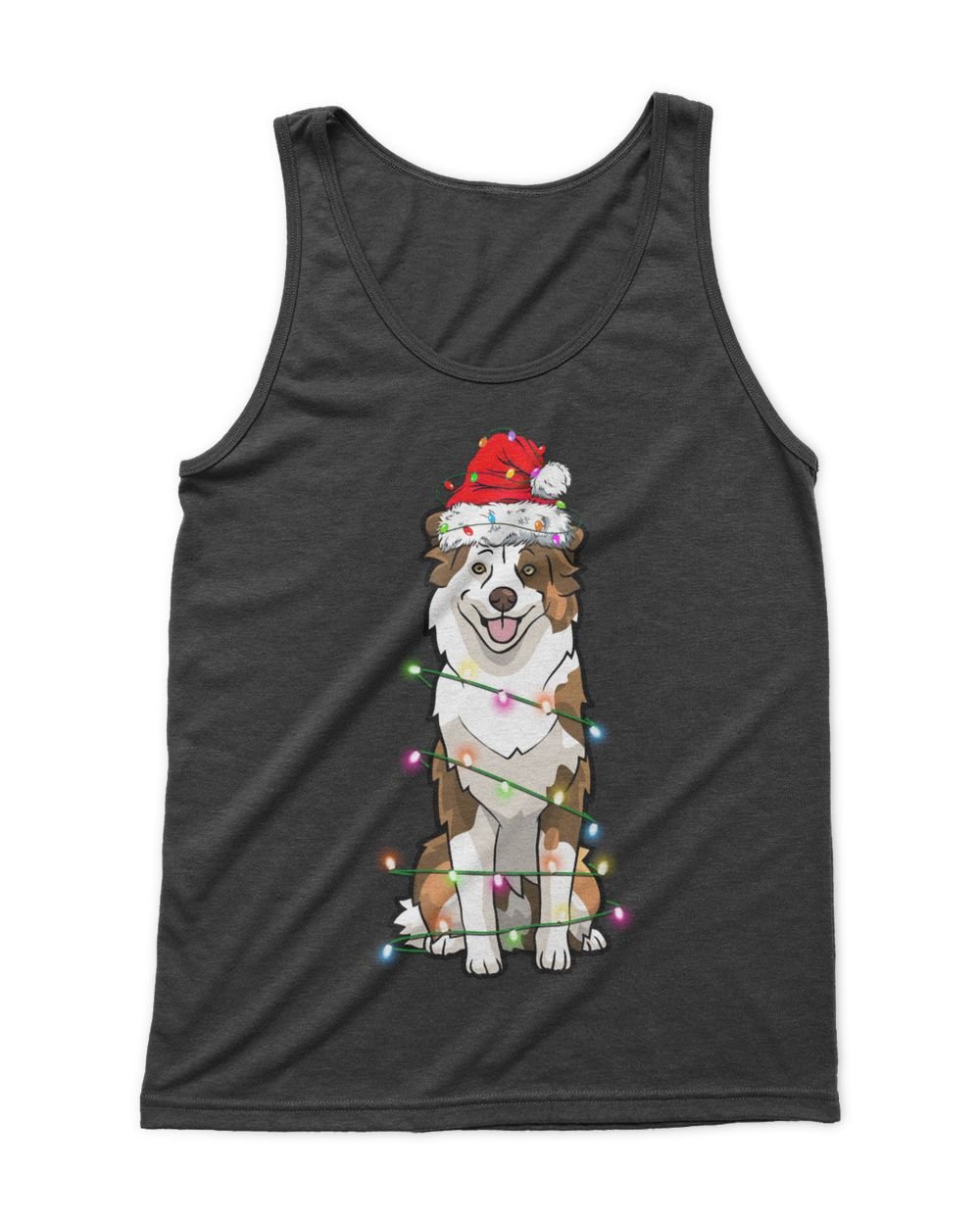 Australian Shepherd Christmas Tree Light Aussie Christmas Dog  Men's Tank Top