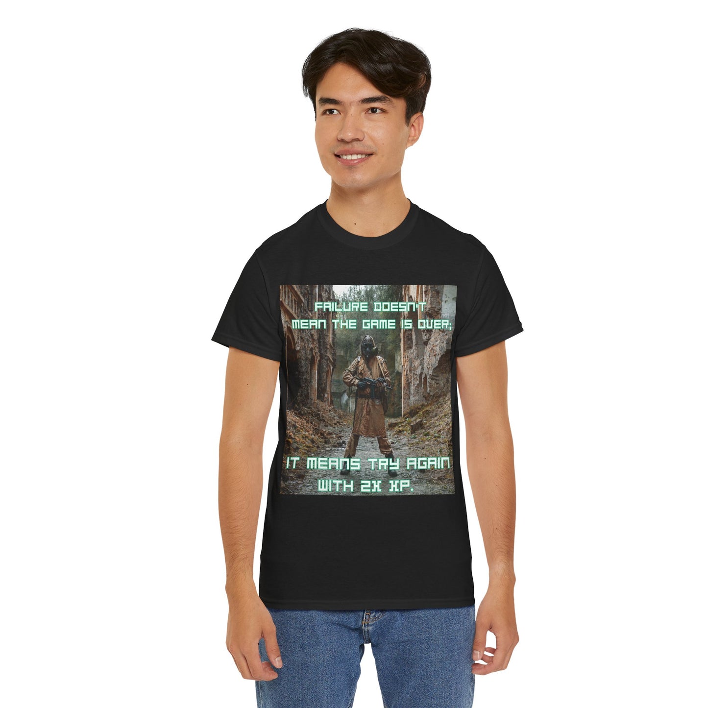 Gamer Motivational Tee - "Failure Doesn't Mean The Game Is Over" Retro RPG Graphic Shirt