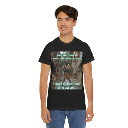 Gamer Motivational Tee - "Failure Doesn't Mean The Game Is Over" Retro RPG Graphic Shirt