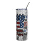 Home of the Free Because of the Brave Tumbler | Patriotic Eagle 20 oz Skinny Stainless Steel Cup | Military Veteran Tribute Drinkware