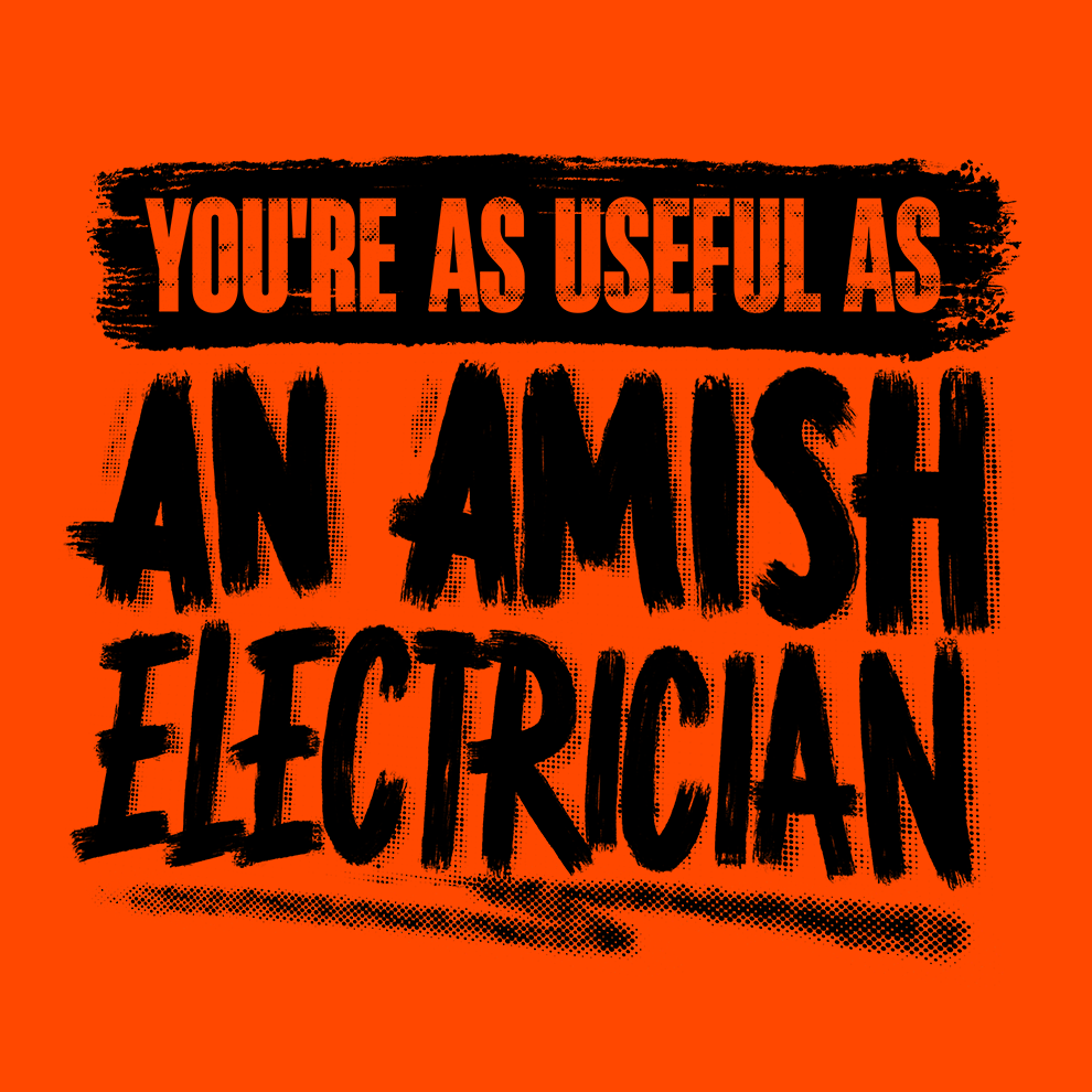 Amish Electrician - Long Sleeve Safety Yellow Hi-Vis T-Shirt