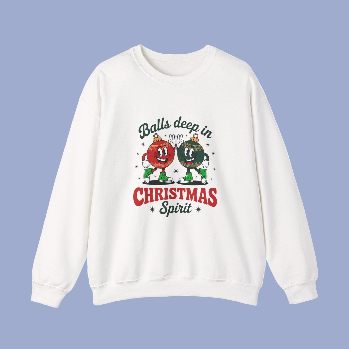 Christmas Golf Sweatshirt — “Balls Deep in Christmas Spirit” Holiday Crewneck