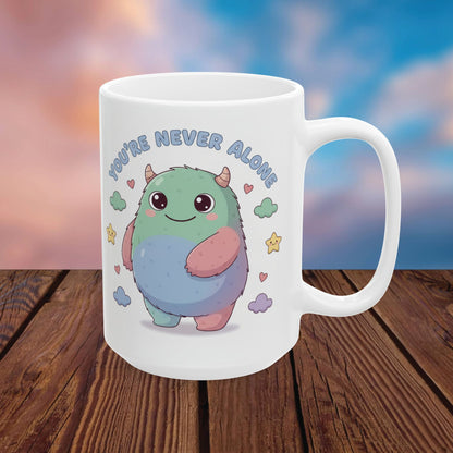 You’re Never Alone Mug – Cute Comfort Creature Ceramic Mug, Encouraging Gift Cup