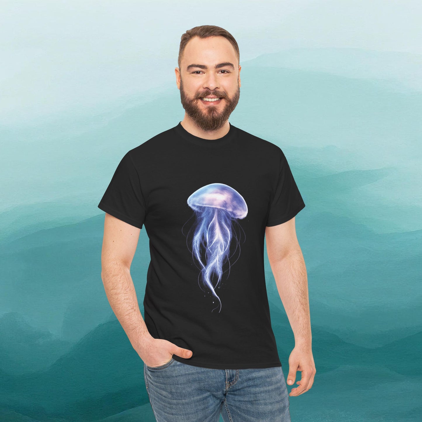 Bioluminescent Jellyfish T-Shirt | Glow Ocean Tee | Vaporwave Aesthetic | Gildan 5000