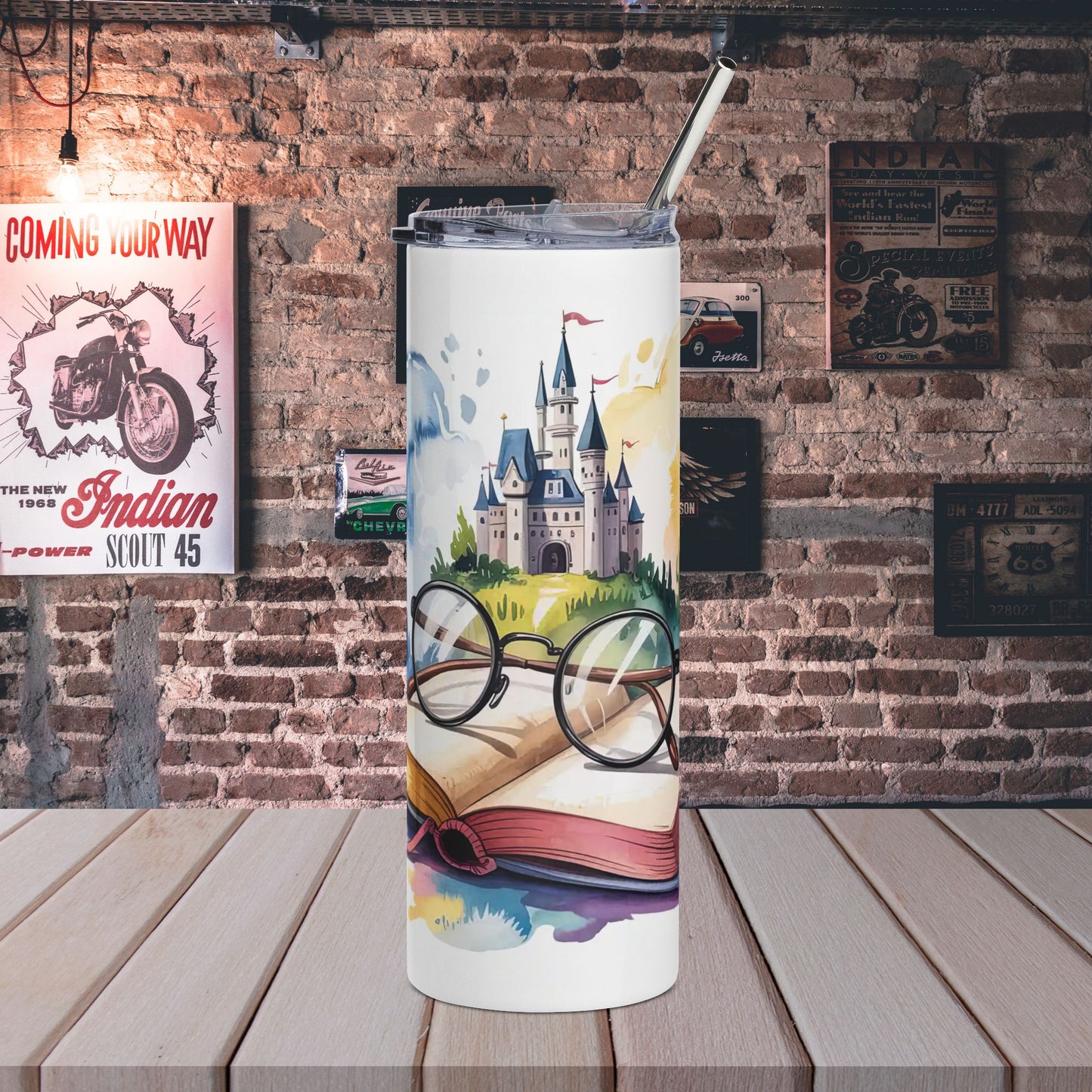 20oz Storybook Stainless Steel Tumbler — Castle & Glasses Magic