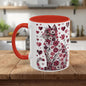 Floral Cat Heart Accent Coffee Mug — Gift Mug (11/15oz)