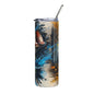 Bass Leaping 20oz Stainless Steel Tumbler — 360 Fishing Art, Insulated Travel Cup