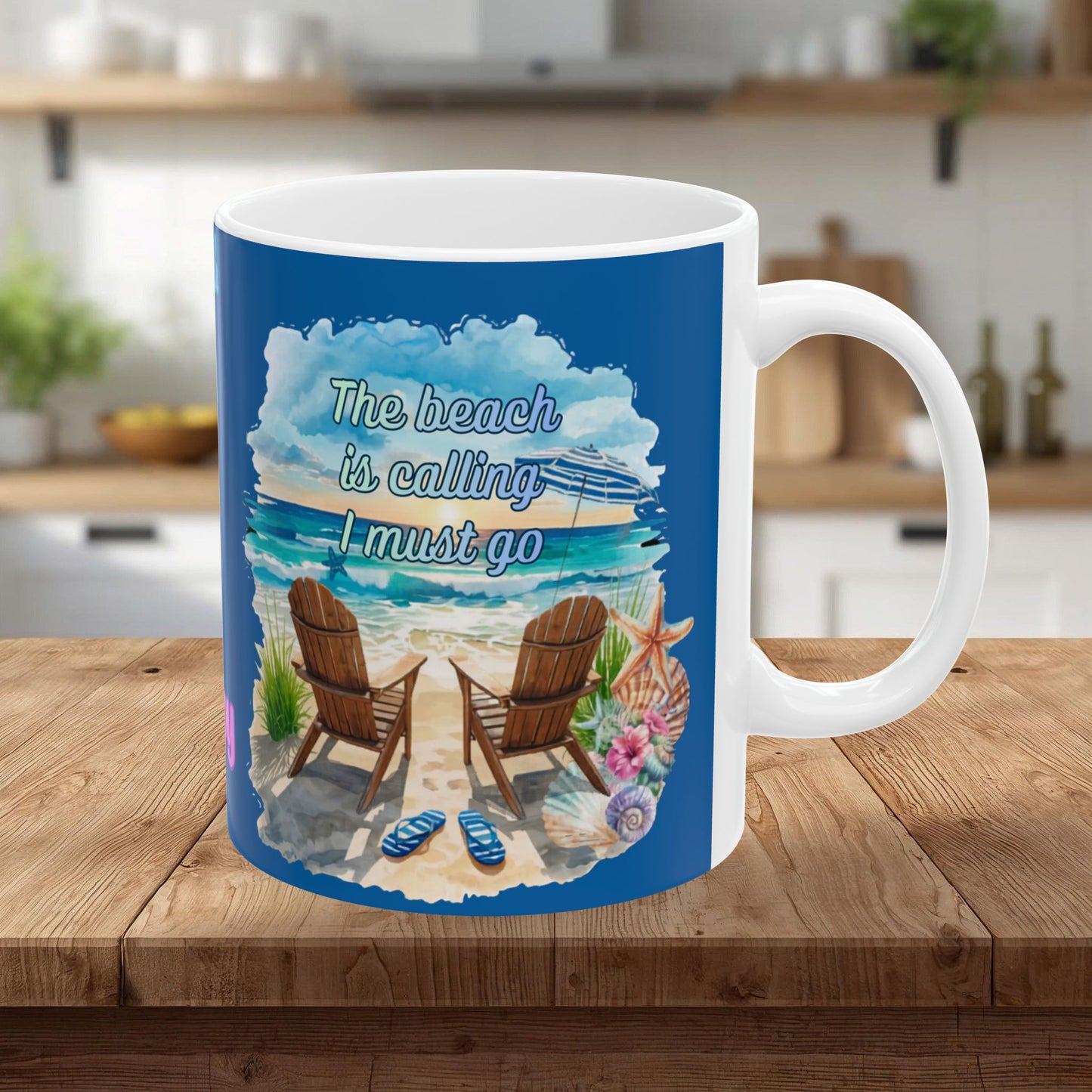 Beach-Themed Ceramic Mug - "Salt & Sun Are My Therapy" (11oz/15oz)