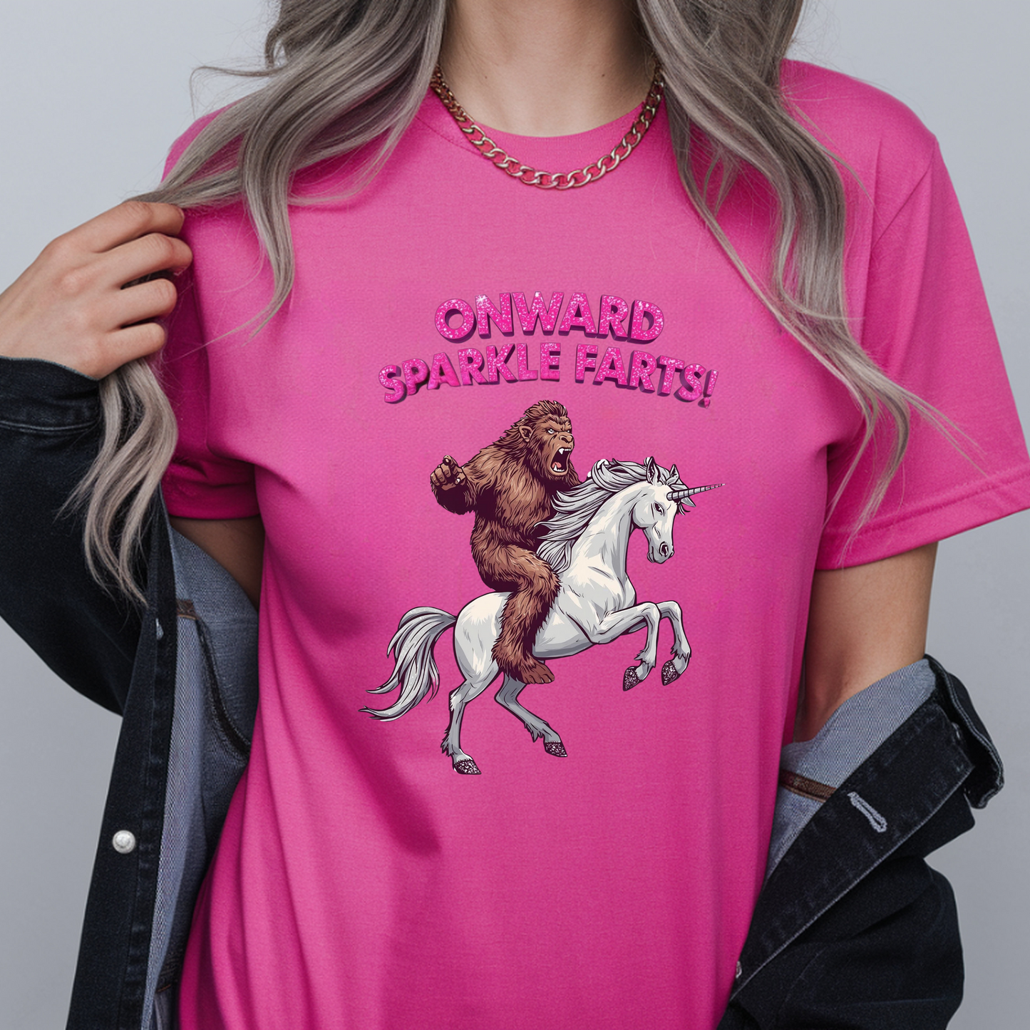 Onward Sparkle Farts Bigfoot Unicorn T-Shirt | Funny Graphic Tee | Gildan 5000