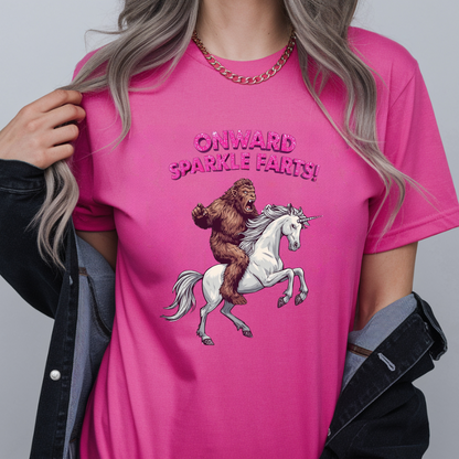 Onward Sparkle Farts Bigfoot Unicorn T-Shirt | Funny Graphic Tee | Gildan 5000