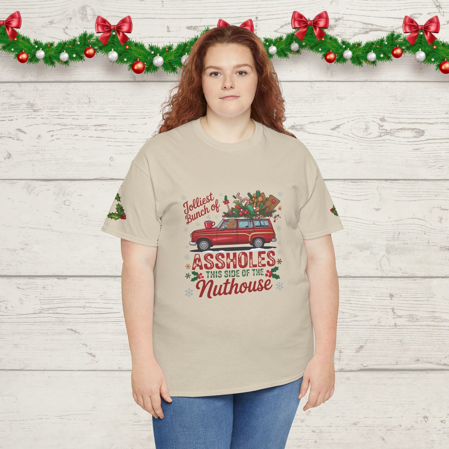 Christmas Naughty List T‑Shirt — "Jolliest Bunch of Assholes This Side of the Nuthouse" Holiday Tee