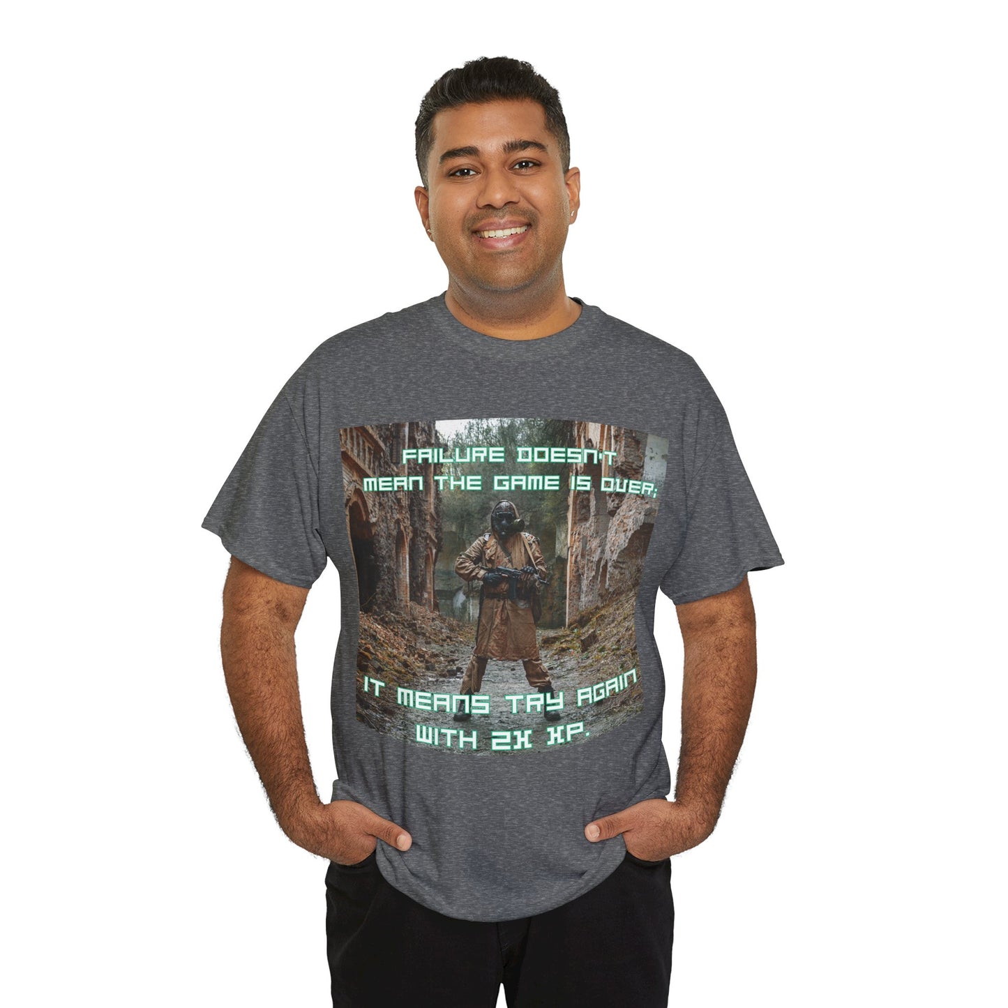Gamer Motivational Tee - "Failure Doesn't Mean The Game Is Over" Retro RPG Graphic Shirt