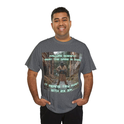 Gamer Motivational Tee - "Failure Doesn't Mean The Game Is Over" Retro RPG Graphic Shirt
