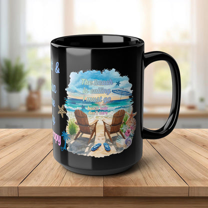 Beach Mug - "Salt & Sun Are My Therapy" Scenic Ocean Coffee Cup (11oz/15oz)