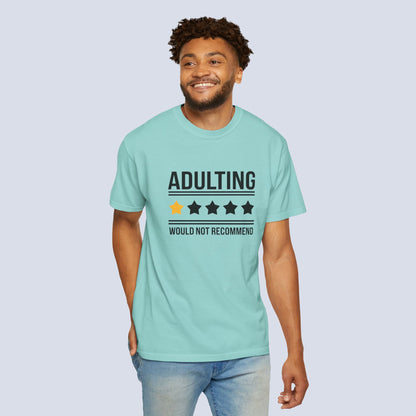 Adulting Would Not Recommend Funny 1-Star Review T-Shirt
