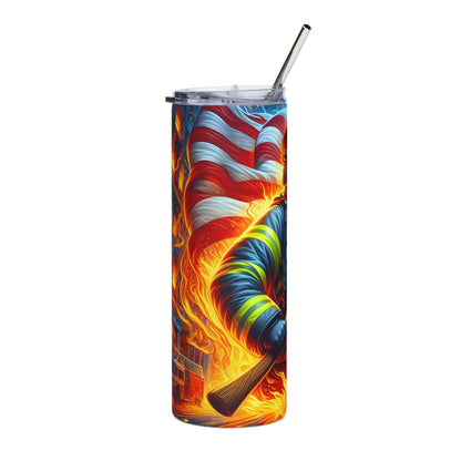 Firefighter Tribute 20 oz Skinny Tumbler | Stainless Steel First Responder Drinkware | Patriotic Firefighter Cup