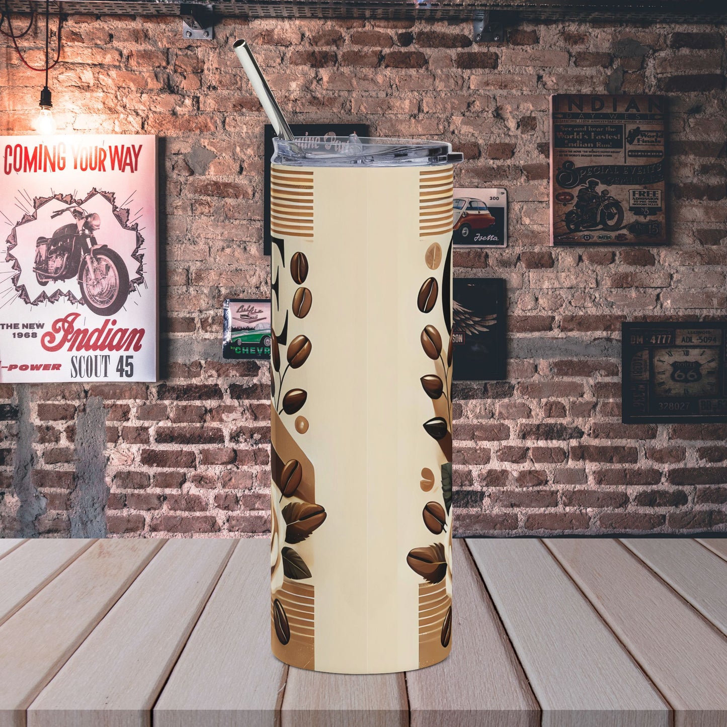 Today’s Vibe: Coffee – Lots of Coffee Tumbler | Neutral Floral Coffee Lover 20oz Stainless Steel Tumbler