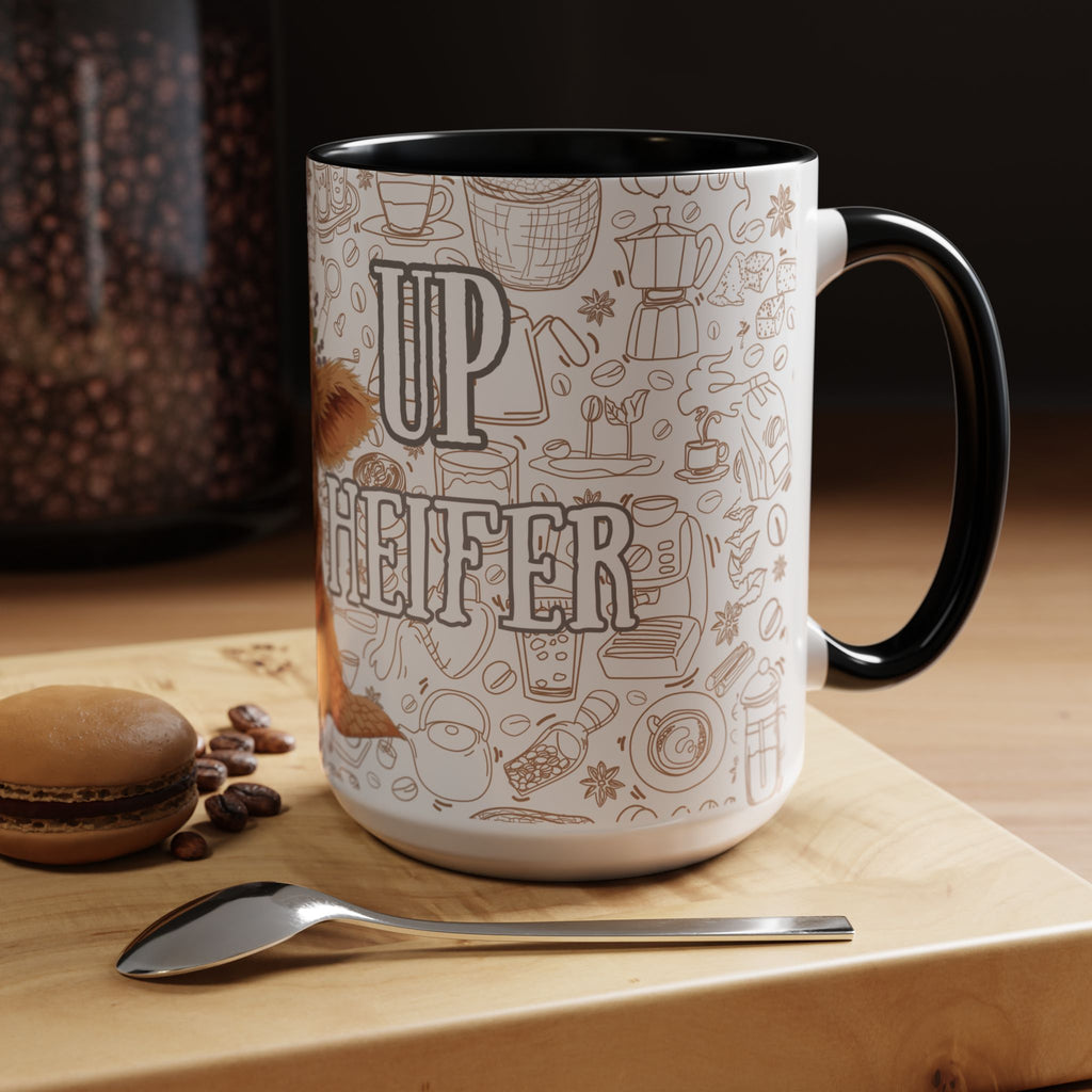 Cute Highland Cow Coffee Mug - Heffier Wake Up! Perfect Gift for Animal Lovers, Cute Mug, Kitchen Decor, Cozy Coffee Cup, Gift for Cow Lovers
