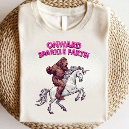 Onward Sparkle Farts Bigfoot Unicorn T-Shirt | Funny Graphic Tee | Gildan 5000