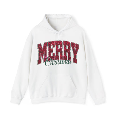 Merry Christmas Glitter Hoodie – Festive Holiday Sparkle Pullover, Cozy Christmas Sweatshirt, Winter Gift