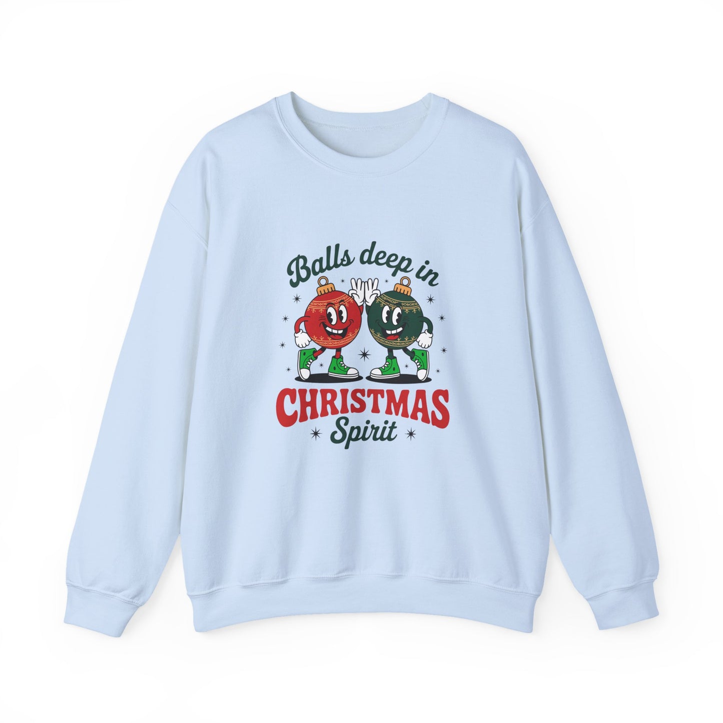 Christmas Golf Sweatshirt — “Balls Deep in Christmas Spirit” Holiday Crewneck