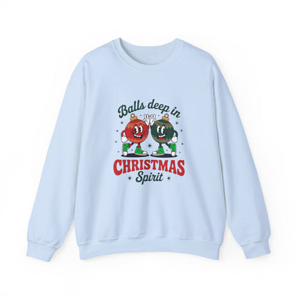 Christmas Golf Sweatshirt — “Balls Deep in Christmas Spirit” Holiday Crewneck