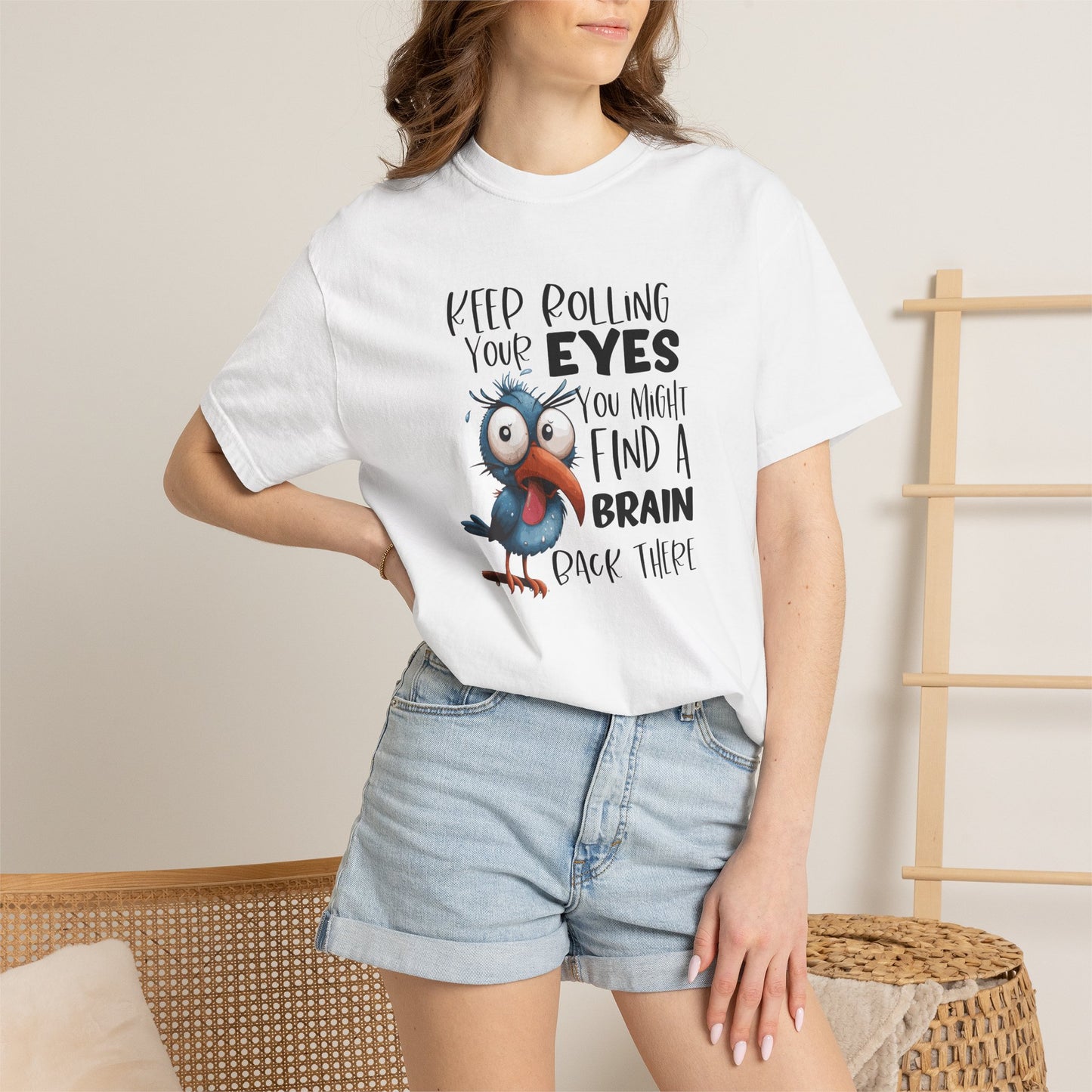 Funny Bird Graphic T-Shirt — “You Might Find a Brain Back There”