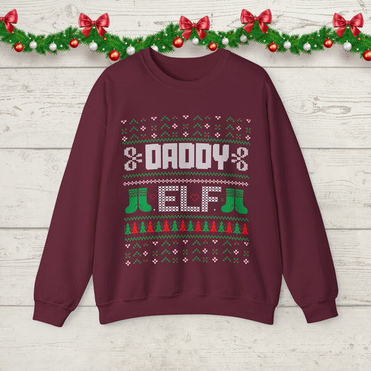 Daddy Elf Christmas Sweatshirt | Matching Family Holiday Elf Sweater Christmas Ugly Sweater Crewneck