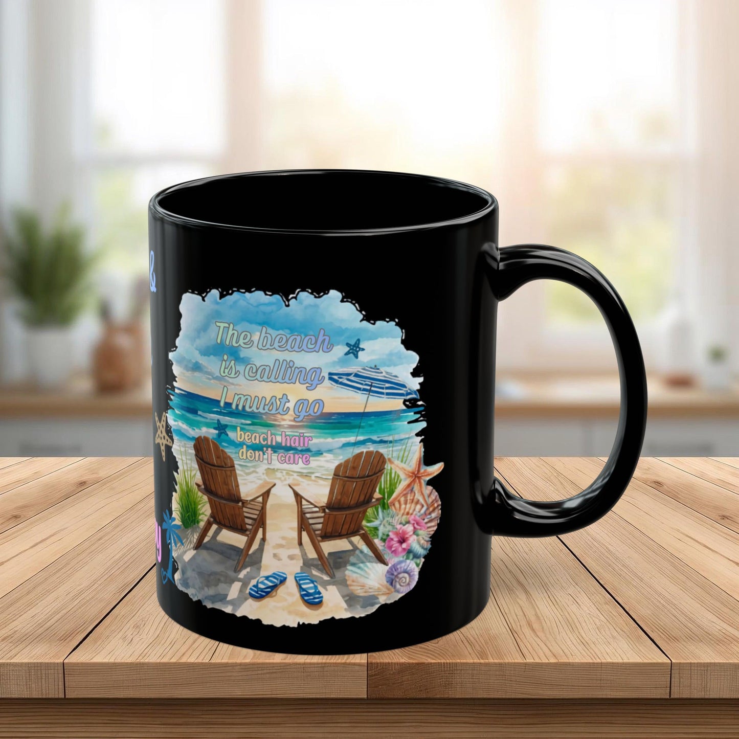 Beach Mug - "Salt & Sun Are My Therapy" Scenic Ocean Coffee Cup (11oz/15oz)