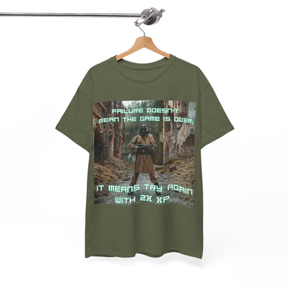 Gamer Motivational Tee - "Failure Doesn't Mean The Game Is Over" Retro RPG Graphic Shirt