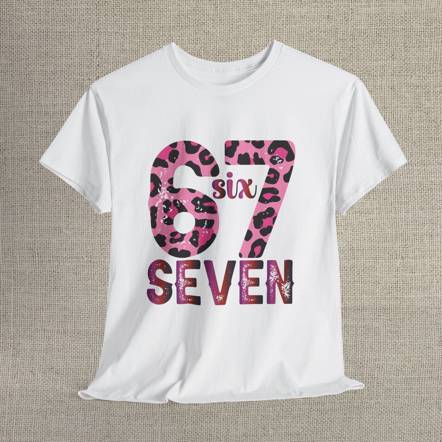 67 Seven Pink Leopard Print Tee — Birthday Number Shirt