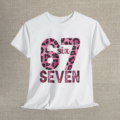 67 Seven Pink Leopard Print Tee — Birthday Number Shirt