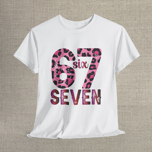 67 Seven Pink Leopard Print Tee — Birthday Number Shirt