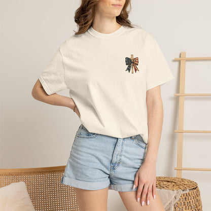 Patriotic God Bless America T-Shirt — Est. 1776 Flag Bow Tee