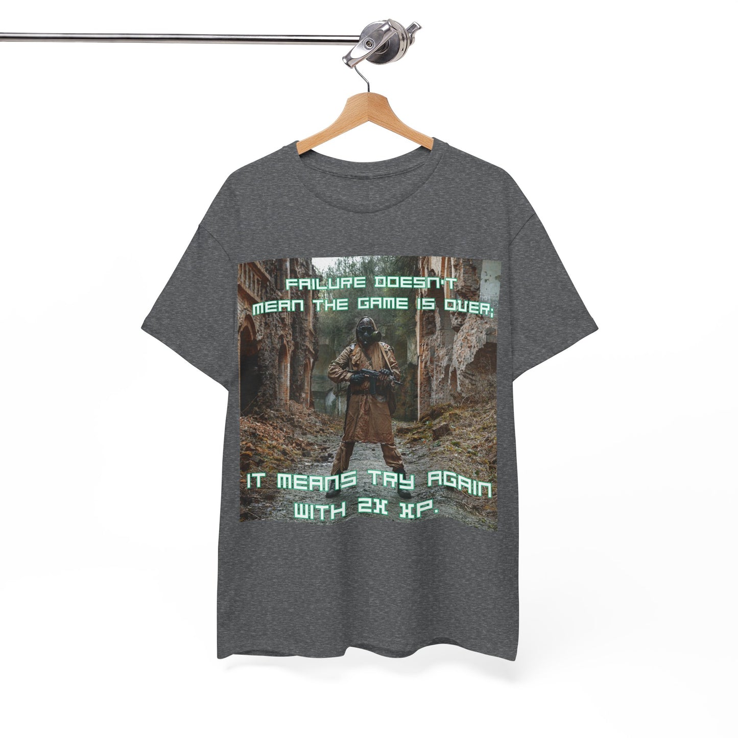 Gamer Motivational Tee - "Failure Doesn't Mean The Game Is Over" Retro RPG Graphic Shirt