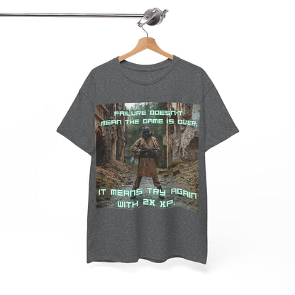 Gamer Motivational Tee - "Failure Doesn't Mean The Game Is Over" Retro RPG Graphic Shirt