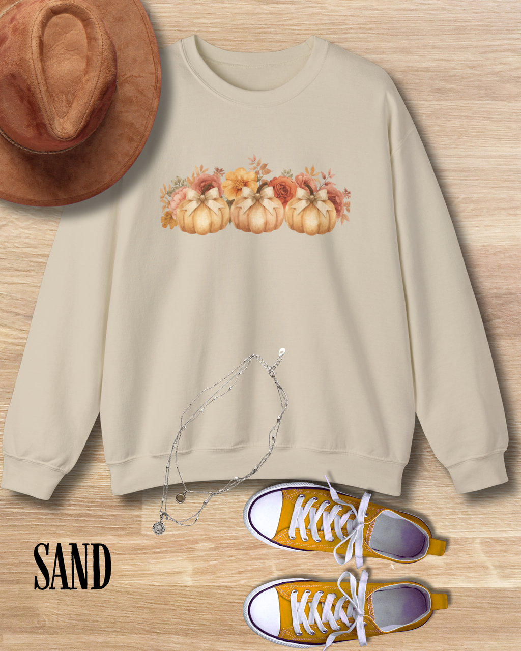 Pumpkin Floral Sweatshirt | Cozy Fall Crewneck | Autumn Gift, Thanksgiving Apparel, Casual Sweater, Harvest Decor, Seasonal Fashion