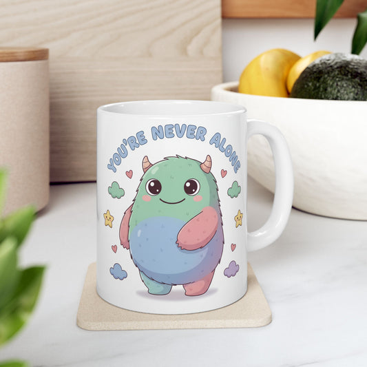 You’re Never Alone Mug – Cute Comfort Creature Ceramic Mug, Encouraging Gift Cup