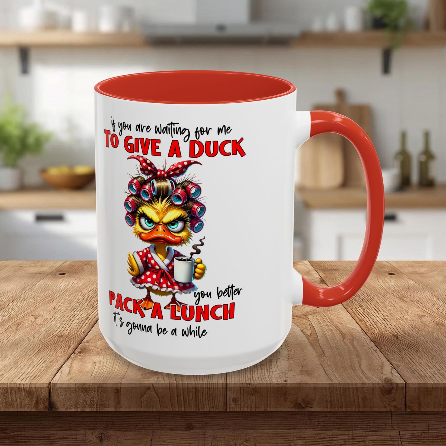 Funny 'To Give a Duck' Accent Coffee Mug – Pack-a-Lunch Sarcastic Gift (11/15oz)