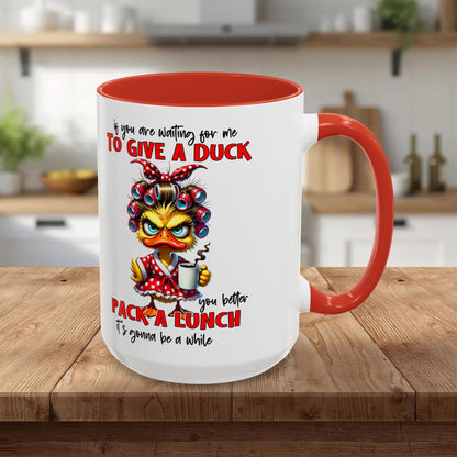 Funny 'To Give a Duck' Accent Coffee Mug – Pack-a-Lunch Sarcastic Gift (11/15oz)