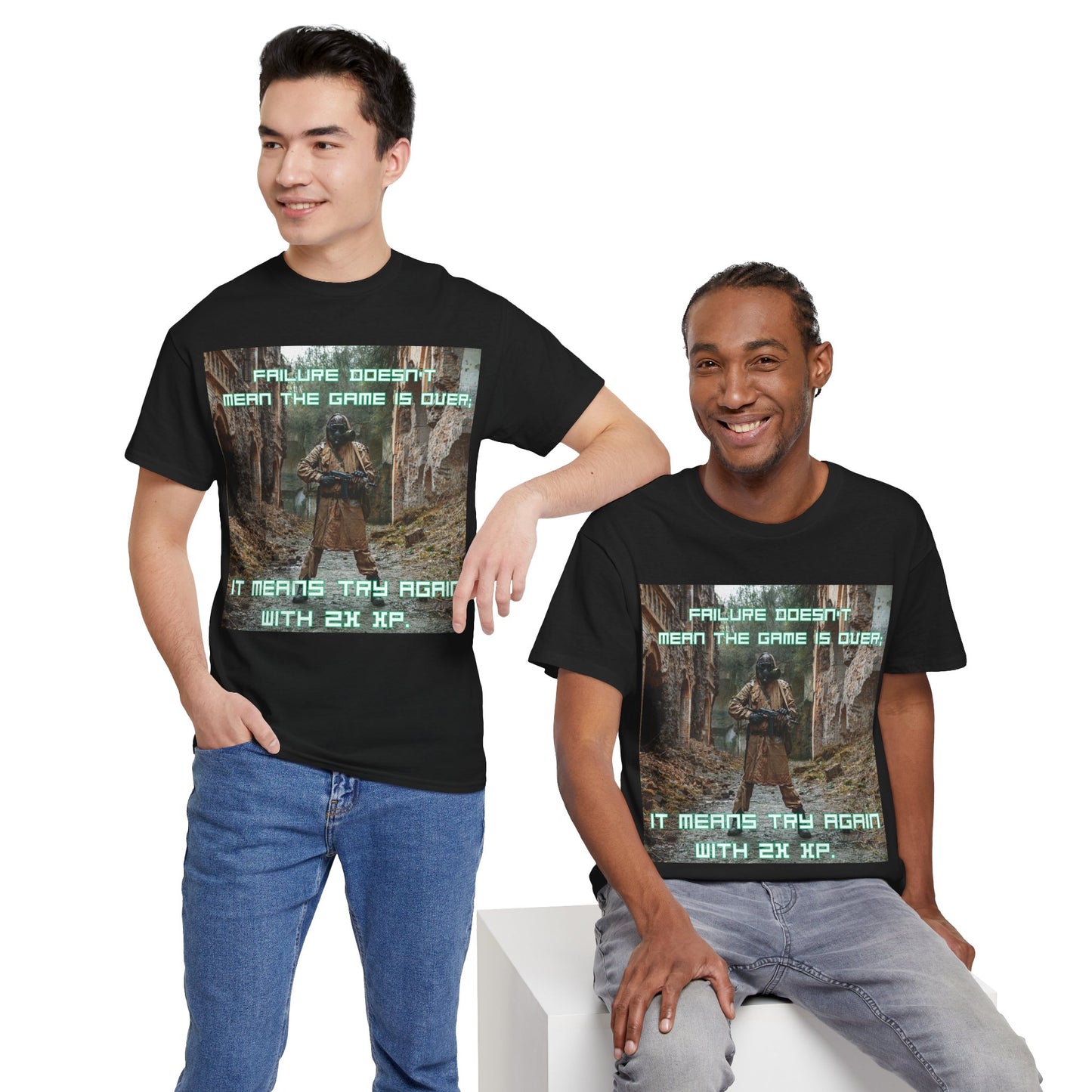 Gamer Motivational Tee - "Failure Doesn't Mean The Game Is Over" Retro RPG Graphic Shirt